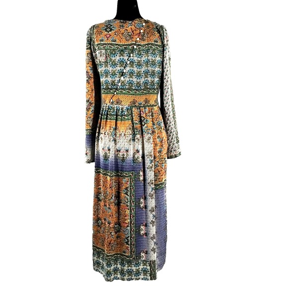 Zara Trafaluc Dress Womens Medium Multicolor Patchwork Boho Long Sleeve Midi - Picture 2 of 13